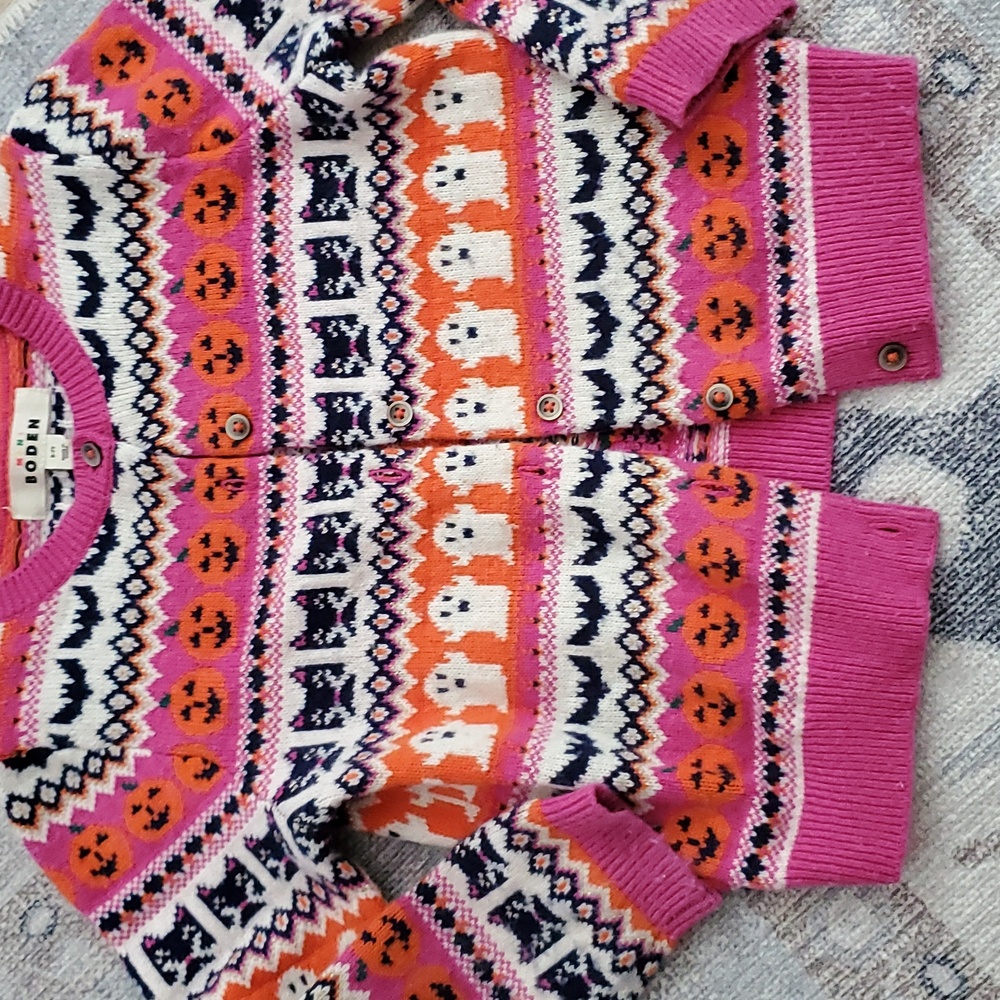 Mini Boden Girls Halloween Fair Isle Button Front Sweater Cardigan Sz6-7 - Picture 5 of 8